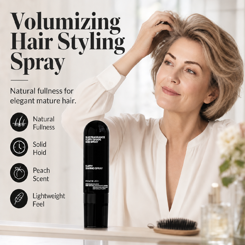 Volumizing hair shaping spray with fresh peach scent